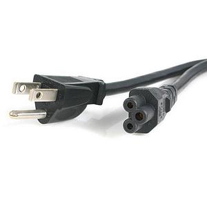 Laptop Power Cord, NEMA 5-15P to C5 (Clover Leaf), 10A 125V, 18AWG, Laptop Replacement Cord