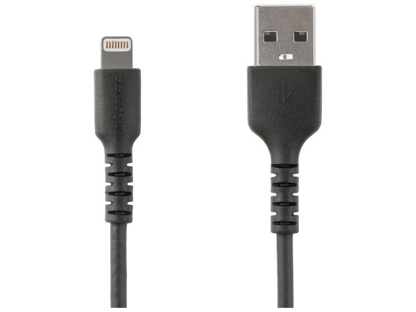 6 ft(2m) Durable Black USB-A to Lightning Cable, Heavy Duty Rugged