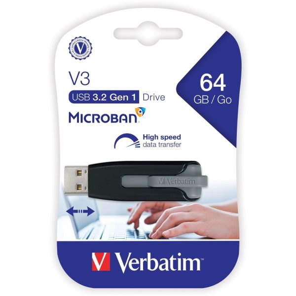 Verbatim Store 'n' Go V3 64 GB USB 3.2 Gen 1 Flash Drive - Grey - Image 3