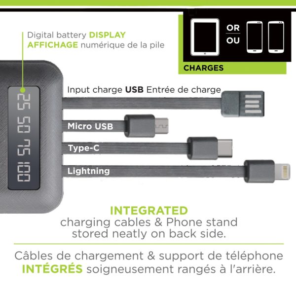 Boost Power Bank with 4 built-in Charging Cables and Phone Stand – 10000mAh - Image 3