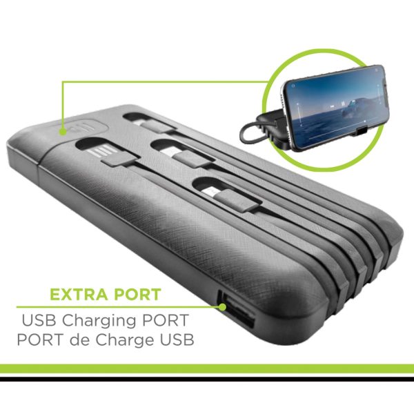 Boost Power Bank with 4 built-in Charging Cables and Phone Stand – 10000mAh - Image 4