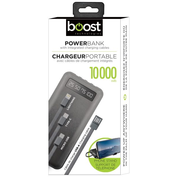 Boost Power Bank with 4 built-in Charging Cables and Phone Stand – 10000mAh - Image 2