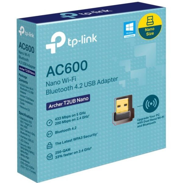 TP-Link Archer T2UB Nano - AC600 Nano Dual Band Wi-Fi Bluetooth 4.2 USB Adapter