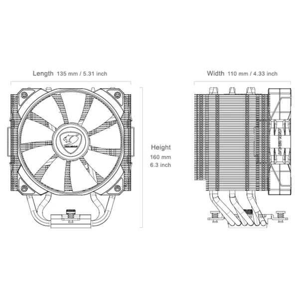Cougar Forza 85 Essential Single High Performance Air Cooler NHP 120 Fan x1 (3MFZE85.0001) - Image 4