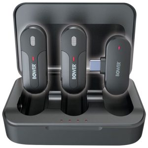 BOWER 2-PACK WIRELESS LAVALIER MIC TYPE-C WITH CHARGING CASE