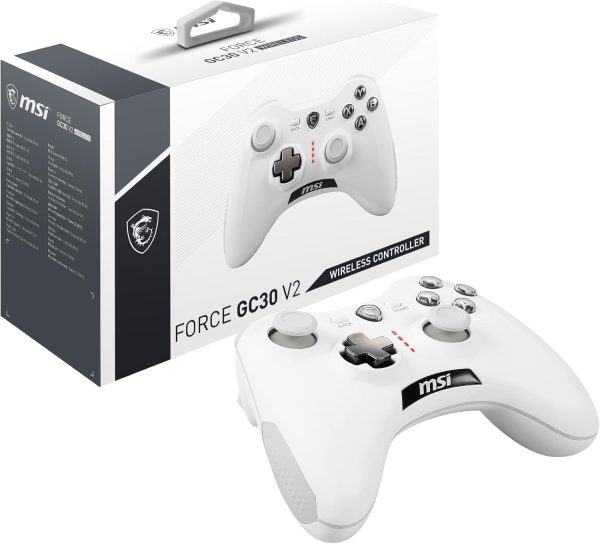 MSI Force GC30 V2 White Gaming Wireless Rechargeable Dual Vibration Gaming Controller for PC and Android - GC Edition - Image 3