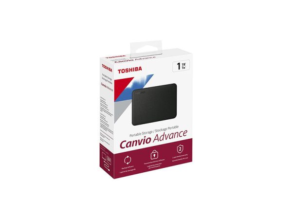 TOSHIBA CANVIO Advance Portable External Hard Drive, USB 3.0/2.0, 1TB, Black