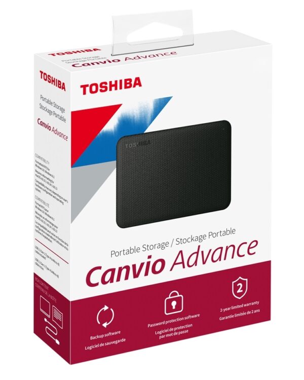 Toshiba Advance Portable External Hard Drive, USB 3.0/2.0, 2TB, Bk