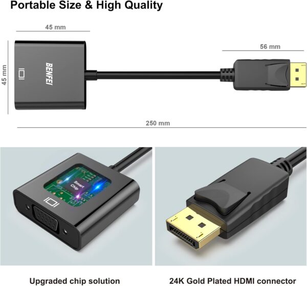DisplayPort to VGA , Gold-Plated DP to VGA Adapter - Image 2