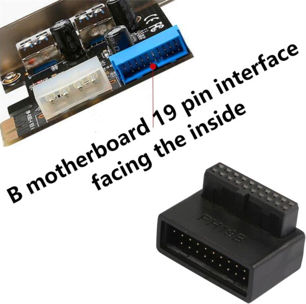 USB 3.0 90 Degree Motherboard Adapter 19 Pin/20 Pin Male to Female Extension Adapter - Image 2