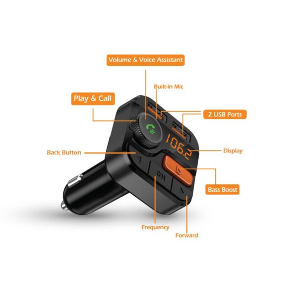 ARMORALL - Bluetooth FM transmitter car charger with voice assistant - Image 2