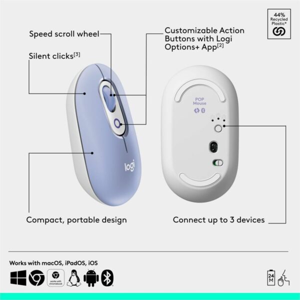 Logitech POP Mouse, Compact and Portable Wireless Bluetooth Mouse - Image 2