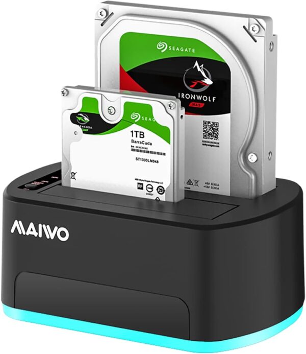 External Dual Bay Hard Drive Docking Station with Offline Clone