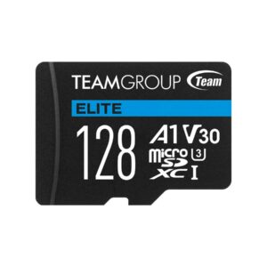 Team Group 128GB Elite microSDXC UHS-I U3, V30, A1, 4K UHD Micro SD Card with SD Adapter