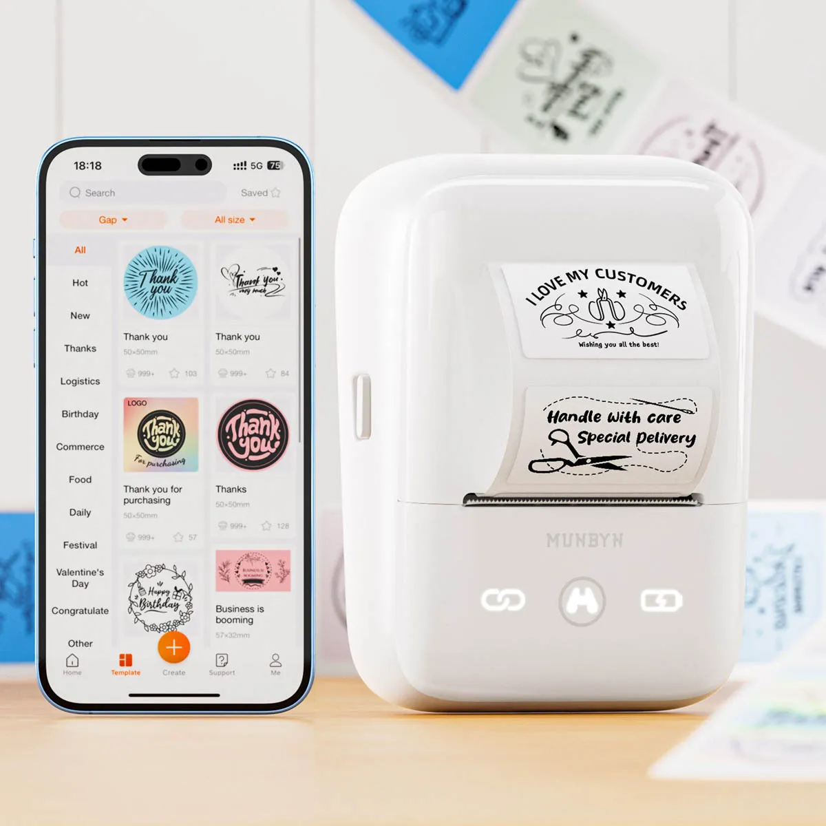 MUNBYN FM226 Bluetooth Portable Label Maker - White - Image 3