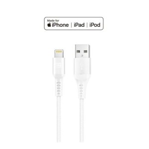 10FT Apple MFi Braided Nylon Lightning Cable - White