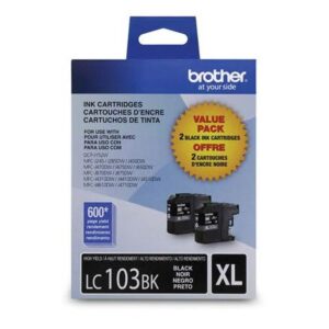 Brother LC103 High-Yield Black Ink Cartridges, 2 Pack