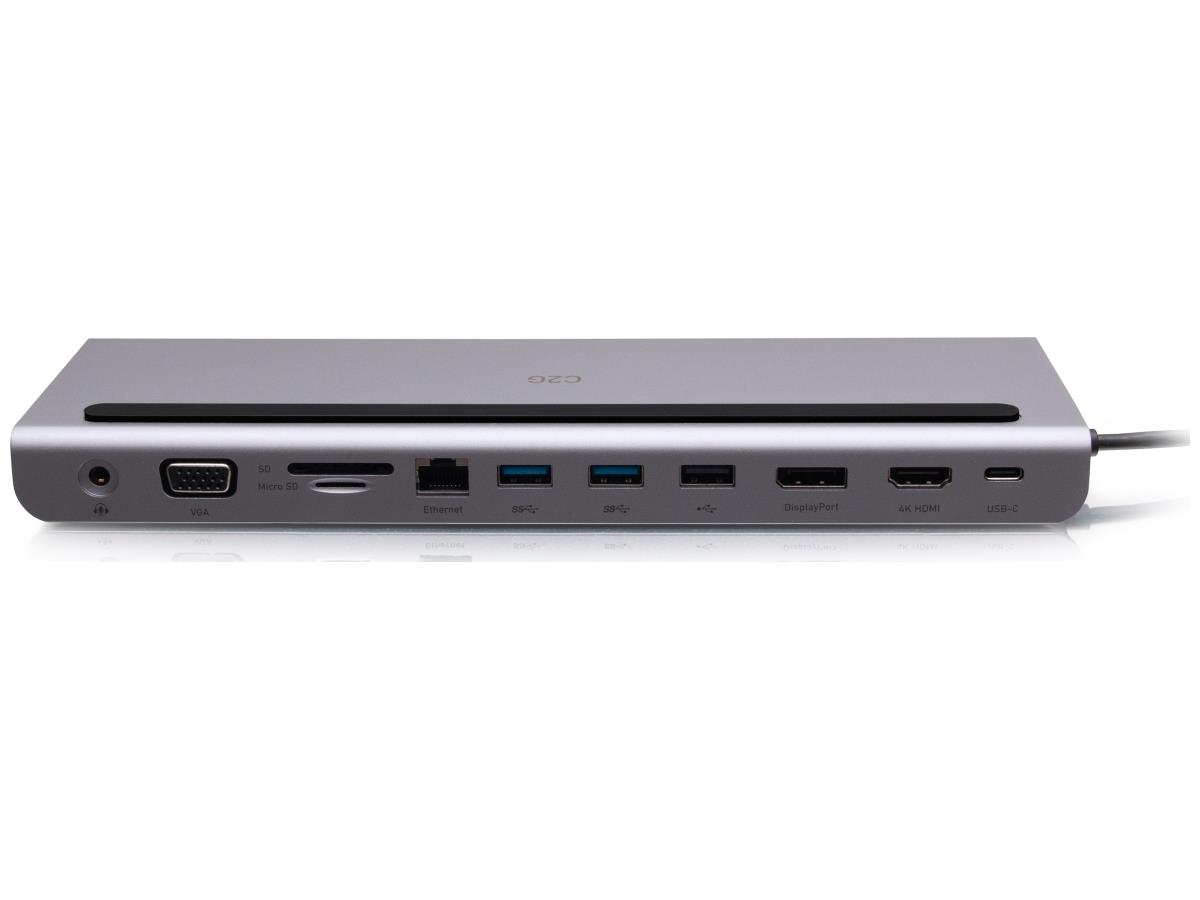 C2G USB-C 10-in-1 Triple Display Docking Station - Silver