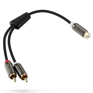Y Adapter [8 inch] 2 RCA (Male) to 1 RCA (Female) Stereo Audio Adapter Cable