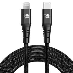 Lax 10FT MFI Charge/Sync USB-C to Lightning cable – Black