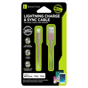 iEssentials Charge & Sync Cable Lightning MFI to USB-A 10ft – Rose Gold