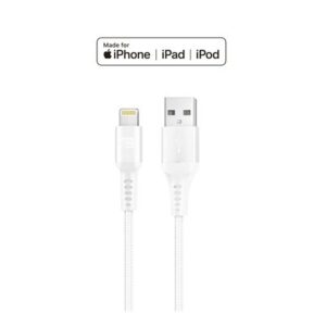 10FT Apple MFi Braided Nylon Lightning Cable - White