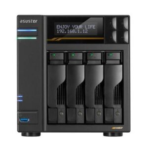Asustor Lockerstor 4 Gen3 AS6804T 4 Bay NAS, Quad-Core 2.3GHz CPU, Dual USB 4 Ports, Dual 10GbE Ports, Dual 5GbE Ports, 16G ECC RAM DDR5, Four M.2 SSD Slots (Diskless)