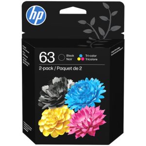 HP 63 Black &Tri-Color Original Ink Cartridges, 2 Pack (L0R46AN)