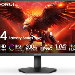 KOORUI 24 Inch IPS Gaming Monitor, FHD 1920×1080p, 200Hz Monitors, 1ms, 2 x HDMI, DisplayPort, Tilt Adjustable, G2411P