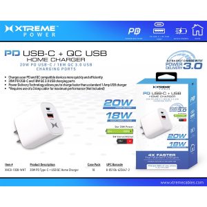 Xtreme XHC81038WHT Xtreme 18W PD Fast Charge