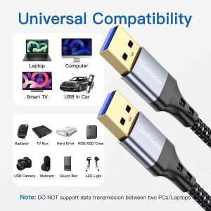 USB 3.0 Braided USB A Male to A Male Cable 5 Gbps Super Speed USB 6ft