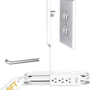 Sleek Socket Ultra-Thin Child Proofing Electrical Outlet Cover w/3 Outlet Power Strip 8FT