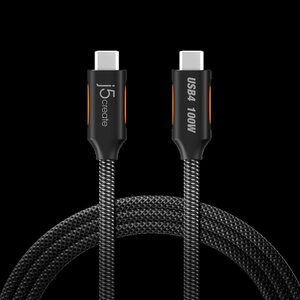 j5Create JUCX27L12 USB4 40Gbps Full-Featured USB-C Coaxial Cable - Black/Orange