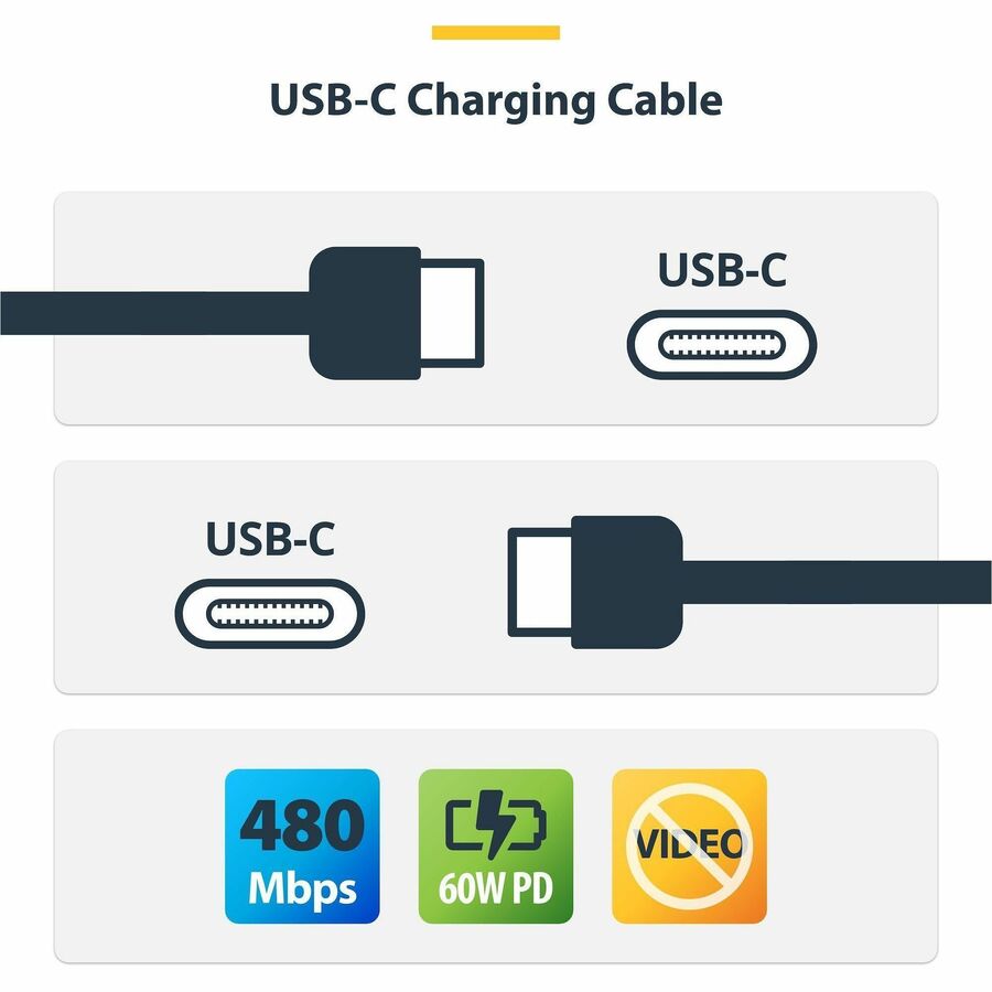 USB-C Charging Cable, USB 2.0 Type-C Laptop Charger Cord, 60W Power Delivery - Image 2