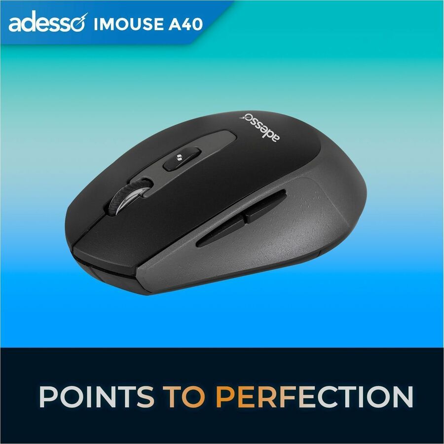 Adesso iMouse A40 Optical - Wireless - Bluetooth/Radio Frequency - 2.40 GHz - Black - USB - Image 2