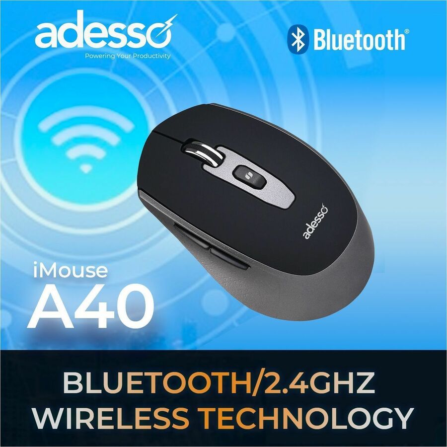Adesso iMouse A40 Optical - Wireless - Bluetooth/Radio Frequency - 2.40 GHz - Black - USB - Image 3