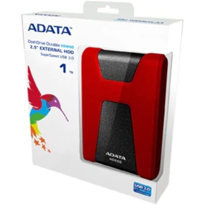 ADATA 1TB HD650 External Durable Hard Drive Impact-absorbing rubber RED - Image 2