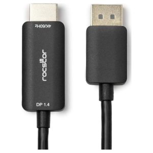 ROCSTOR 6FT (1.8M) DISPLAYPORT 1.4 TO HDMI 2.0 ACTIVE ADAPTER CABLE CONVERTER (M/M)-4K 60HZ -BLACK