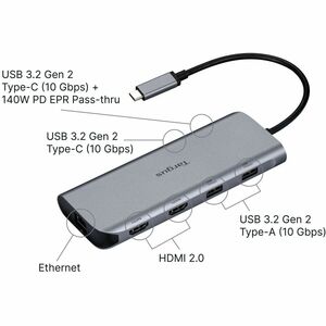 Targus(r) USB-C Alt. Mode Dual HDMI 4K Mobile Dock with 140W EPR Pass-Thru