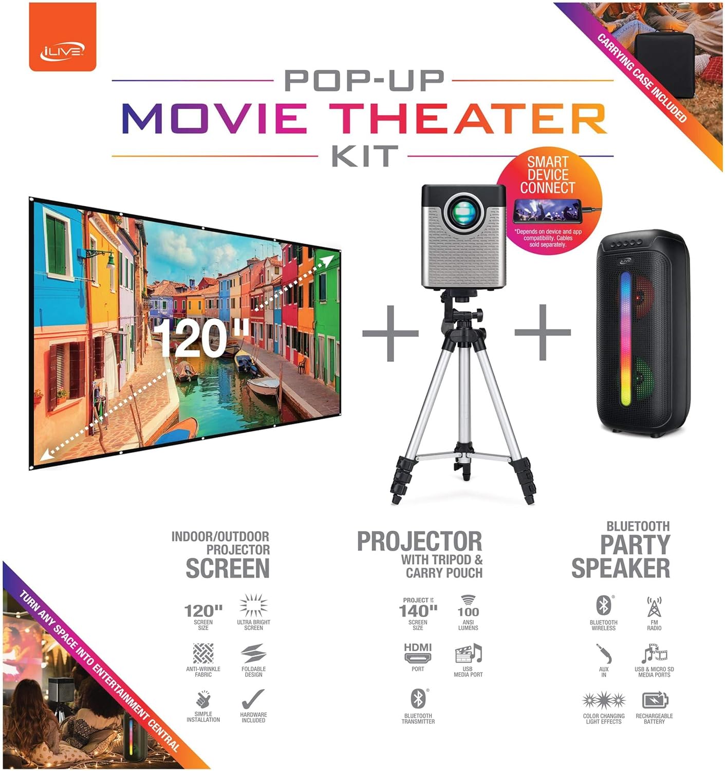 ILIVE CINEMA POP UP MOVIE KIT, PROJECTOR BUNDLE - Image 5