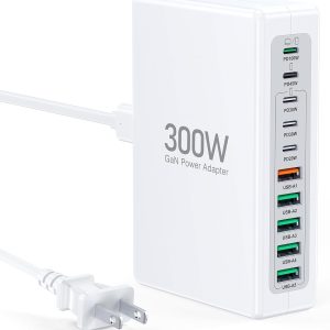 300W USB C Fast Charging Block 10-Port Fast Charging Station Hub